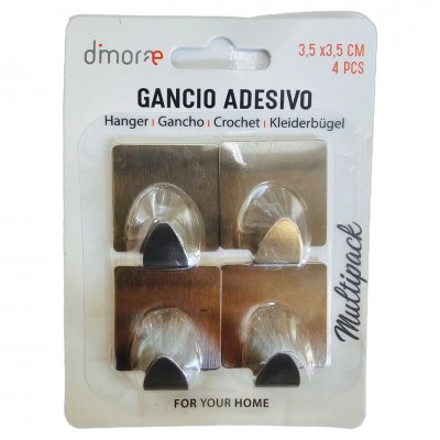 DIMORAE GANCIO ADES. 3.5X3.5CM 4PZ QUADRATO
