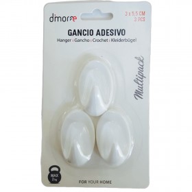 DIMORAE GANCIO ADESIVO PLAST. OVALE 3X5.5CM 3PZ
