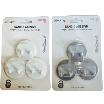 DIMORAE GANCIO ADESIVO TONDO 5X3X2.2CM 3PZ