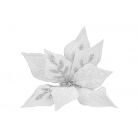 FIORE GAMBO CORTO PER DECORO NATALIZIO 8 PETALI COLORE BIANCO