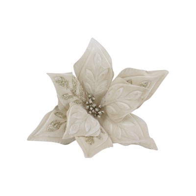 FIORE GAMBO CORTO PER DECORO NATALIZIO 8 PETALI COLORE CHAMPAGNE