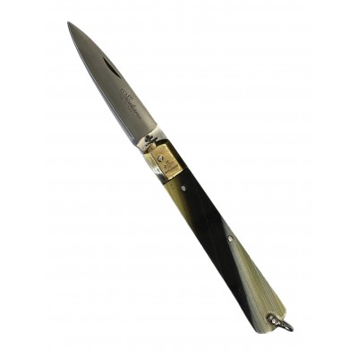 FRARACCIO COLTELLO MANICO FINTO CORNO TESTINA IN OTTONE CM. 21