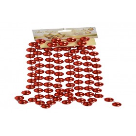 GHIRLANDA DI PERLINE PER DECORO NATALIZIO COLORE ROSSO CM. 2x270