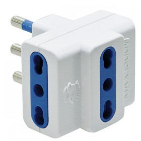 LIFE ADATTATORE CON 3 PRESE 10-16A E SPINA 16A