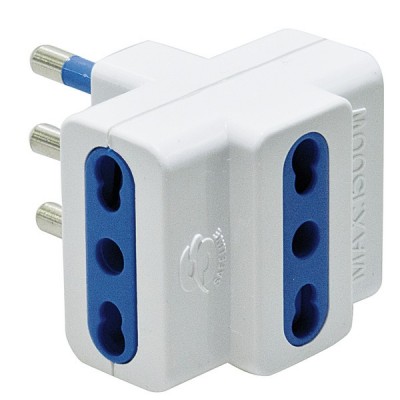 LIFE ADATTATORE CON 3 PRESE 10-16A E SPINA 16A