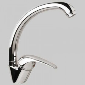 MISCELATORE MONOCOMANDO LAVELLO CANNA ALTA AMERICA IN OTTONE CROMATO