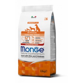 MONGE ALL BREEDS PUPPY &amp; JUNIOR MONOPROTEIN ANATRA CON RISO E PATATE KG.2,5