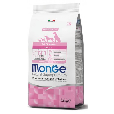 MONGE MANGIME PER CANI ALL BRE. ADULT maiale/riso/patate Kg.2,5