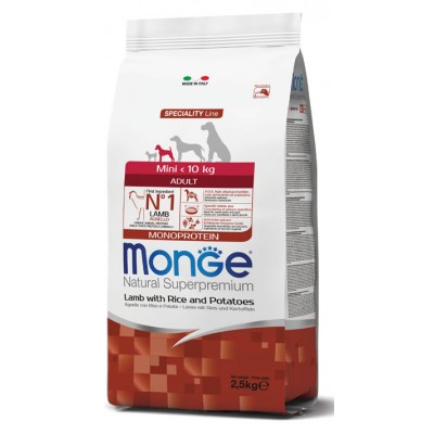 MONGE MANGIME PER CANI MINI ADULT agnello/riso/patate Kg. 2,5
