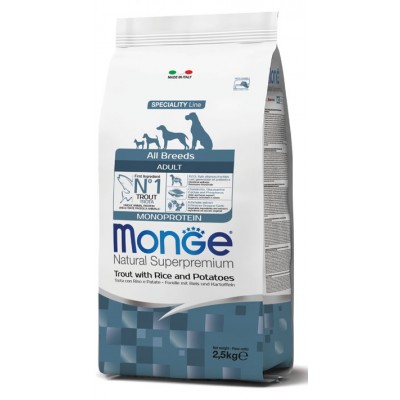 MONGEALL BREEDS ADULT MONOPROTEIN TROTA CON RISO E PATATE Kg.2,5