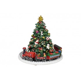 Nataluna Albero di Natale Carillon Musicale con Trenino – 16x16x16 cm