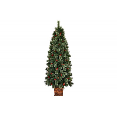 Nataluna Albero di Natale Mumbai con Base Tronchetto Effetto Legno – 876 Rami – Altezza 210 cm