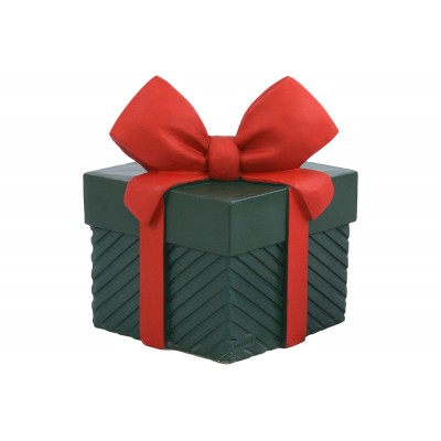 Nataluna Base per Albero di Natale a Forma di Pacco Regalo Verde e Rosso – 36x36x47h cm