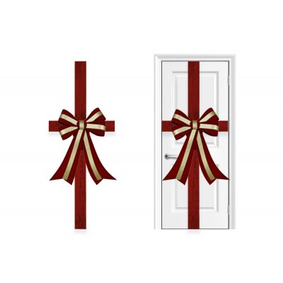 NATALUNA FIOCCO PER PORTA CON NASTRO DI COLORE ROSSO/ORO CM. 45x75