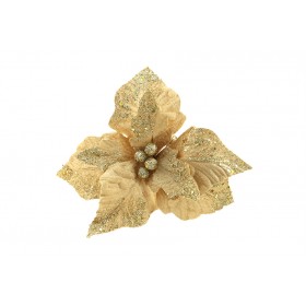 NATALUNA FIORE DI NATALE CON CLIP DI COLORE PANNA/ORO