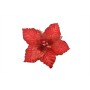 NATALUNA FIORE DI NATALE CON GLITTER DI COLORE ROSSO CM. 35x30