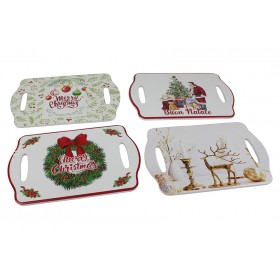 NATALUNA SOTTO PENTOLA VASSOIO DI NATALE IN CERAMICA CM. 18x28