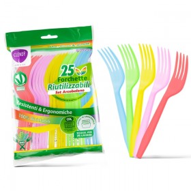 CLENDY POSATE ARCOBALENO FORCHETTE 25PZ RIUT.